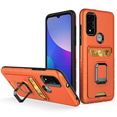 Coque Contour Silicone et Plastique Housse Etui Mat avec Magnetique Support Bague Anneau S03 pour Motorola Moto G Pure Orange