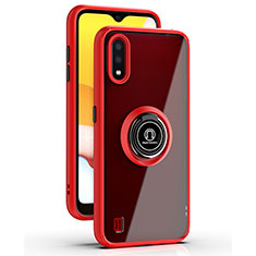 Coque Contour Silicone et Plastique Housse Etui Mat avec Magnetique Support Bague Anneau S03 pour Samsung Galaxy A01 SM-A015 Rouge