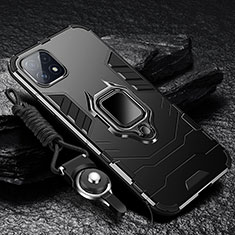 Coque Contour Silicone et Plastique Housse Etui Mat avec Magnetique Support Bague Anneau S03 pour Samsung Galaxy A22s 5G Noir