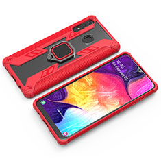 Coque Contour Silicone et Plastique Housse Etui Mat avec Magnetique Support Bague Anneau S03 pour Samsung Galaxy A30 Rouge