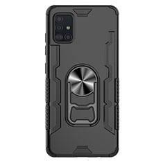 Coque Contour Silicone et Plastique Housse Etui Mat avec Magnetique Support Bague Anneau S03 pour Samsung Galaxy A51 5G Noir