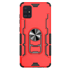 Coque Contour Silicone et Plastique Housse Etui Mat avec Magnetique Support Bague Anneau S03 pour Samsung Galaxy A51 5G Rouge