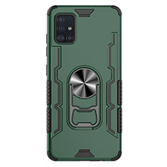 Coque Contour Silicone et Plastique Housse Etui Mat avec Magnetique Support Bague Anneau S03 pour Samsung Galaxy A51 5G Vert