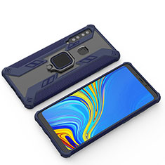 Coque Contour Silicone et Plastique Housse Etui Mat avec Magnetique Support Bague Anneau S03 pour Samsung Galaxy A9 (2018) A920 Bleu