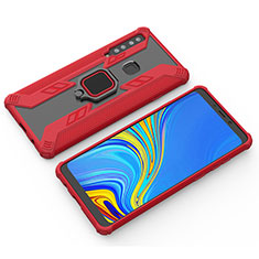 Coque Contour Silicone et Plastique Housse Etui Mat avec Magnetique Support Bague Anneau S03 pour Samsung Galaxy A9 (2018) A920 Rouge