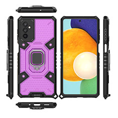 Coque Contour Silicone et Plastique Housse Etui Mat avec Magnetique Support Bague Anneau S03 pour Samsung Galaxy M52 5G Violet