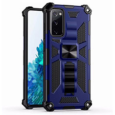 Coque Contour Silicone et Plastique Housse Etui Mat avec Magnetique Support Bague Anneau S03 pour Samsung Galaxy S20 FE (2022) 5G Bleu