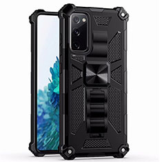 Coque Contour Silicone et Plastique Housse Etui Mat avec Magnetique Support Bague Anneau S03 pour Samsung Galaxy S20 FE 5G Noir