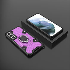 Coque Contour Silicone et Plastique Housse Etui Mat avec Magnetique Support Bague Anneau S03 pour Samsung Galaxy S22 Plus 5G Violet