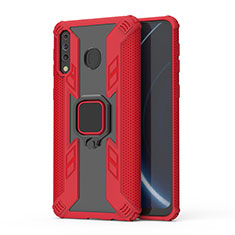 Coque Contour Silicone et Plastique Housse Etui Mat avec Magnetique Support Bague Anneau S04 pour Samsung Galaxy A40s Rouge