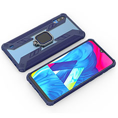 Coque Contour Silicone et Plastique Housse Etui Mat avec Magnetique Support Bague Anneau S04 pour Samsung Galaxy M10 Bleu