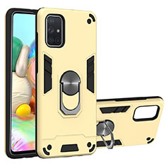 Coque Contour Silicone et Plastique Housse Etui Mat avec Magnetique Support Bague Anneau S05 pour Samsung Galaxy A71 5G Or