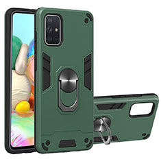 Coque Contour Silicone et Plastique Housse Etui Mat avec Magnetique Support Bague Anneau S05 pour Samsung Galaxy A71 5G Vert