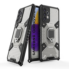 Coque Contour Silicone et Plastique Housse Etui Mat avec Magnetique Support Bague Anneau S05 pour Samsung Galaxy A72 4G Noir