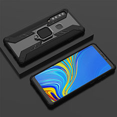 Coque Contour Silicone et Plastique Housse Etui Mat avec Magnetique Support Bague Anneau S05 pour Samsung Galaxy A9 (2018) A920 Noir