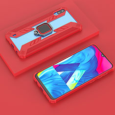 Coque Contour Silicone et Plastique Housse Etui Mat avec Magnetique Support Bague Anneau S06 pour Samsung Galaxy M10 Rouge