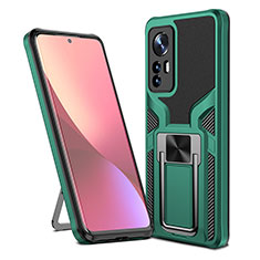 Coque Contour Silicone et Plastique Housse Etui Mat avec Magnetique Support Bague Anneau S06 pour Xiaomi Mi 12S 5G Vert