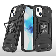 Coque Contour Silicone et Plastique Housse Etui Mat avec Magnetique Support Bague Anneau S08 pour Apple iPhone 13 Mini Noir