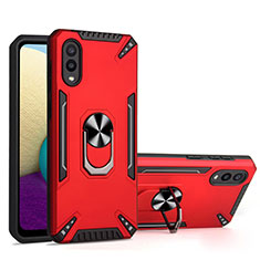 Coque Contour Silicone et Plastique Housse Etui Mat avec Magnetique Support Bague Anneau T01 pour Samsung Galaxy M02 Rouge