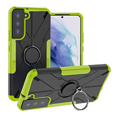 Coque Contour Silicone et Plastique Housse Etui Mat avec Magnetique Support Bague Anneau T08 pour Samsung Galaxy S21 Plus 5G Vert