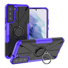 Coque Contour Silicone et Plastique Housse Etui Mat avec Magnetique Support Bague Anneau T08 pour Samsung Galaxy S21 Plus 5G Violet