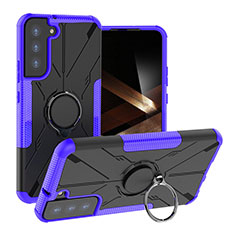 Coque Contour Silicone et Plastique Housse Etui Mat avec Magnetique Support Bague Anneau T08 pour Samsung Galaxy S24 5G Violet