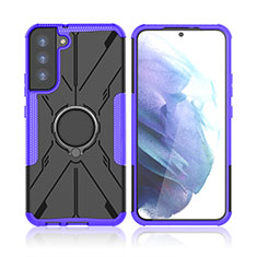 Coque Contour Silicone et Plastique Housse Etui Mat avec Magnetique Support Bague Anneau T09 pour Samsung Galaxy S21 FE 5G Violet