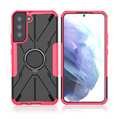 Coque Contour Silicone et Plastique Housse Etui Mat avec Magnetique Support Bague Anneau T09 pour Samsung Galaxy S23 5G Rose Rouge