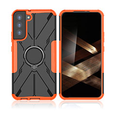 Coque Contour Silicone et Plastique Housse Etui Mat avec Magnetique Support Bague Anneau T09 pour Samsung Galaxy S24 Plus 5G Orange