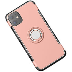 Coque Contour Silicone et Plastique Housse Etui Mat avec Magnetique Support Bague Anneau Y01 pour Apple iPhone 11 Or Rose