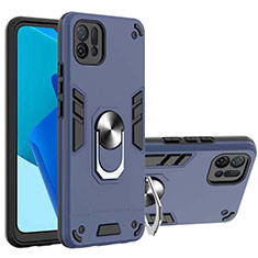 Coque Contour Silicone et Plastique Housse Etui Mat avec Magnetique Support Bague Anneau Y01B pour Oppo A16K Bleu