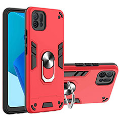 Coque Contour Silicone et Plastique Housse Etui Mat avec Magnetique Support Bague Anneau Y01B pour Oppo A16K Rouge