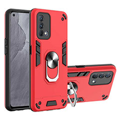 Coque Contour Silicone et Plastique Housse Etui Mat avec Magnetique Support Bague Anneau Y01B pour Realme GT Master 5G Rouge