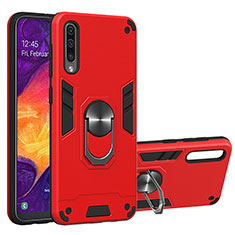 Coque Contour Silicone et Plastique Housse Etui Mat avec Magnetique Support Bague Anneau Y01B pour Samsung Galaxy A30S Rouge