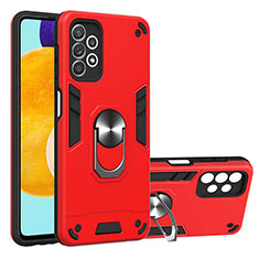 Coque Contour Silicone et Plastique Housse Etui Mat avec Magnetique Support Bague Anneau Y01B pour Samsung Galaxy A52s 5G Rouge