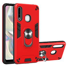 Coque Contour Silicone et Plastique Housse Etui Mat avec Magnetique Support Bague Anneau Y01B pour Samsung Galaxy A70E Rouge