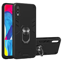 Coque Contour Silicone et Plastique Housse Etui Mat avec Magnetique Support Bague Anneau Y01B pour Samsung Galaxy M10 Noir