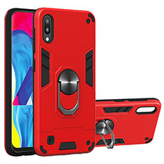 Coque Contour Silicone et Plastique Housse Etui Mat avec Magnetique Support Bague Anneau Y01B pour Samsung Galaxy M10 Rouge