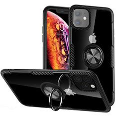 Coque Contour Silicone et Plastique Housse Etui Mat avec Magnetique Support Bague Anneau Y02 pour Apple iPhone 11 Noir