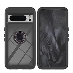 Coque Contour Silicone et Plastique Housse Etui Mat avec Magnetique Support Bague Anneau YB1 pour Google Pixel 8 Pro 5G Noir