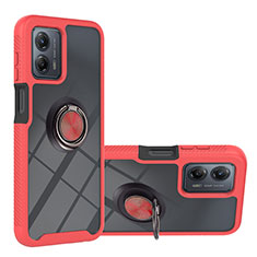 Coque Contour Silicone et Plastique Housse Etui Mat avec Magnetique Support Bague Anneau YB1 pour Motorola Moto G53j 5G Rouge