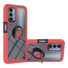 Coque Contour Silicone et Plastique Housse Etui Mat avec Magnetique Support Bague Anneau YB1 pour Oppo A74 5G Rouge