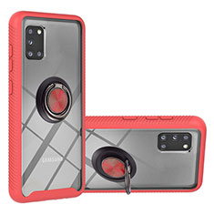 Coque Contour Silicone et Plastique Housse Etui Mat avec Magnetique Support Bague Anneau YB1 pour Samsung Galaxy A31 Rouge