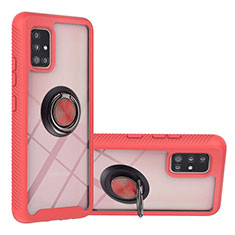 Coque Contour Silicone et Plastique Housse Etui Mat avec Magnetique Support Bague Anneau YB1 pour Samsung Galaxy M40S Rouge