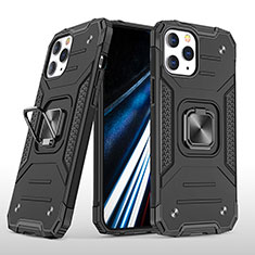 Coque Contour Silicone et Plastique Housse Etui Mat avec Magnetique Support Bague Anneau YF1 pour Apple iPhone 13 Pro Max Noir