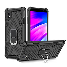 Coque Contour Silicone et Plastique Housse Etui Mat avec Magnetique Support Bague Anneau YF1 pour Samsung Galaxy A01 Core Noir