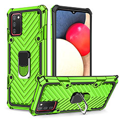 Coque Contour Silicone et Plastique Housse Etui Mat avec Magnetique Support Bague Anneau YF1 pour Samsung Galaxy A02s Pastel Vert