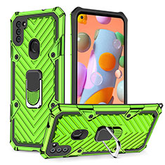 Coque Contour Silicone et Plastique Housse Etui Mat avec Magnetique Support Bague Anneau YF1 pour Samsung Galaxy A11 Pastel Vert