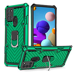 Coque Contour Silicone et Plastique Housse Etui Mat avec Magnetique Support Bague Anneau YF1 pour Samsung Galaxy A21s Vert