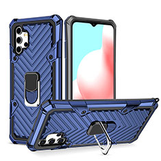 Coque Contour Silicone et Plastique Housse Etui Mat avec Magnetique Support Bague Anneau YF1 pour Samsung Galaxy A32 4G Bleu